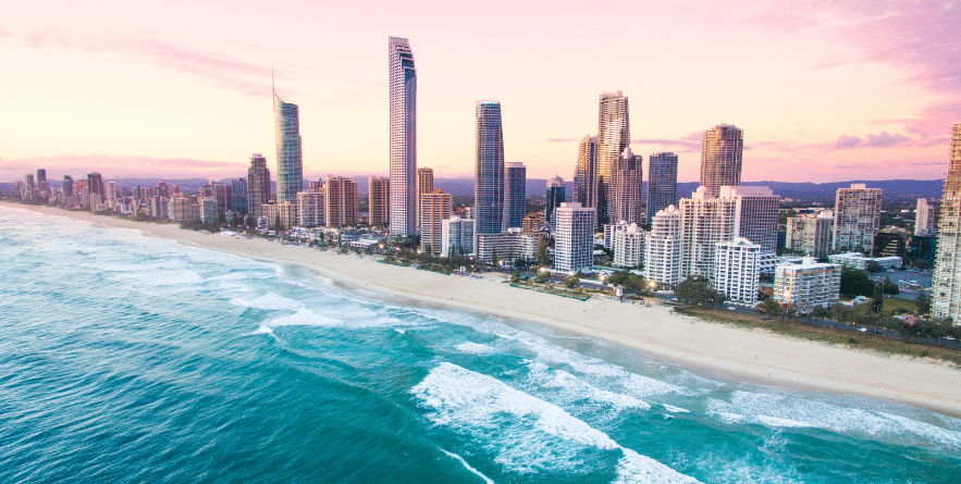 Aerial view of Surfers Paradise on the Gold Coast, Australia