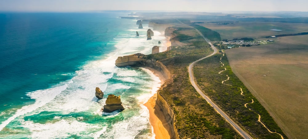 Australian coastal road aerial