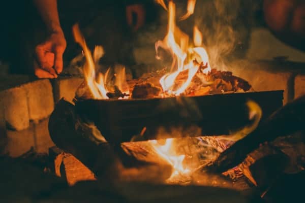 Campfire while hiring a campervan