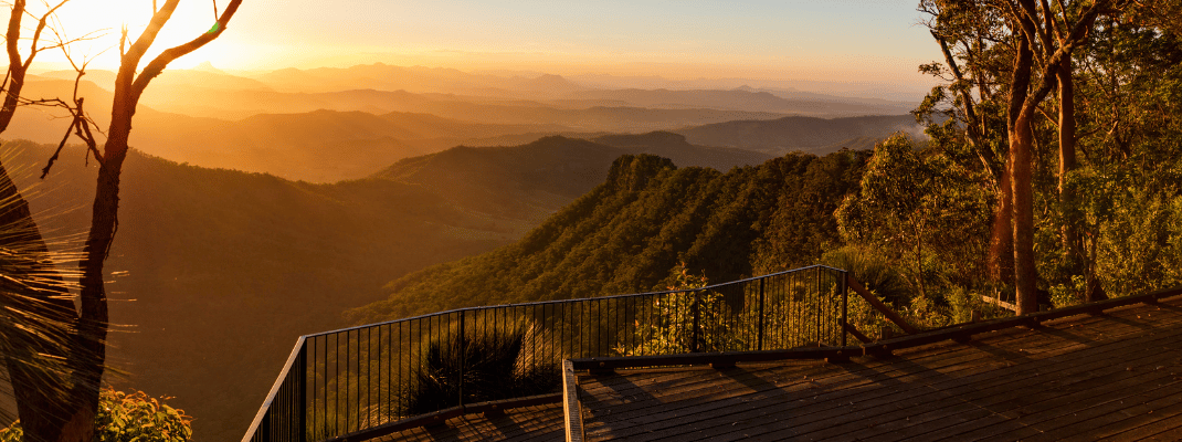 Sunset view from the Gold Coast hinterland, Queensland, Australia