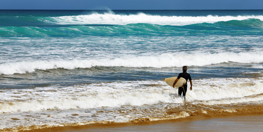 Surfing at a beach in Australia