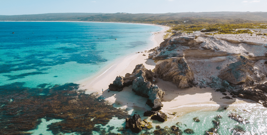 Aerial drone perspective of Hamelin Bay, Perth