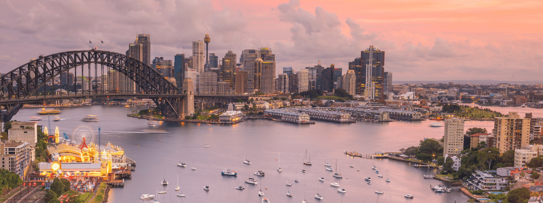 Sydney cityscape at sunset