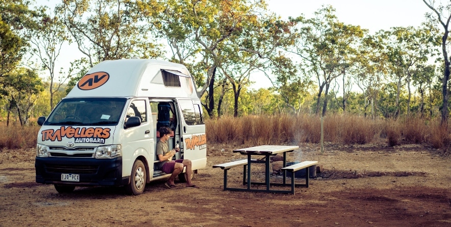 Campervan in campsite in Northern Territory
